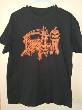 DEATH Black Graphic Tee with Orange Halloween Death Logo